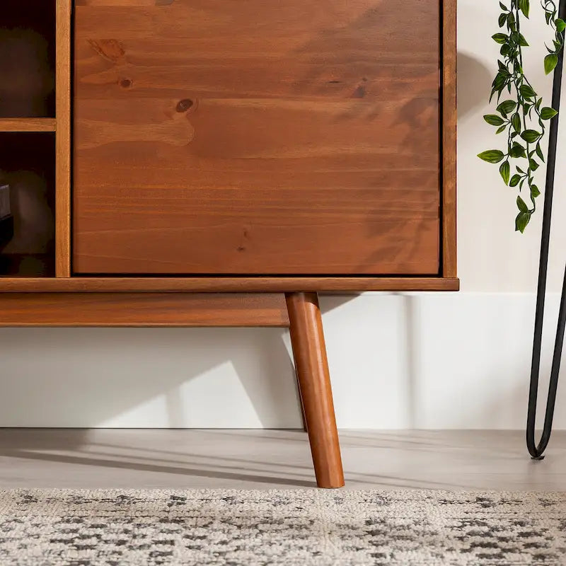 Meuble TV en bois massif 58 pouces, style Mid-Century