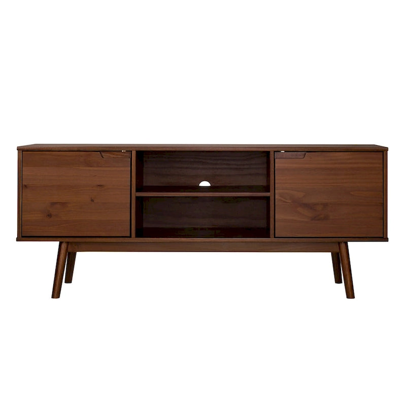 Meuble TV en bois massif 58 pouces, style Mid-Century