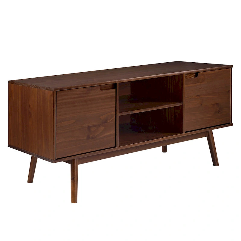 Meuble TV en bois massif 58 pouces, style Mid-Century