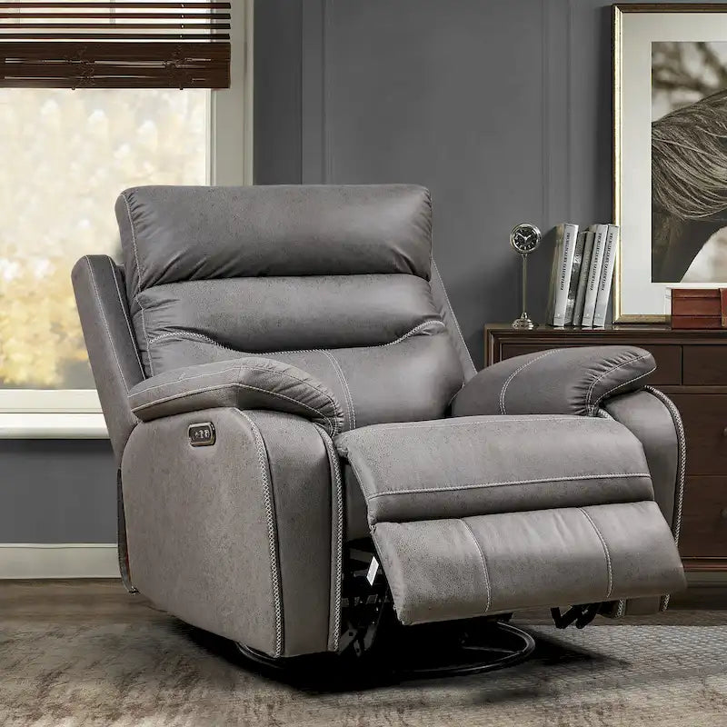 Fauteuil inclinable, pivotant et à bascule à deux moteurs OKIN avec position infinie, appui-tête électrique et chargement USB