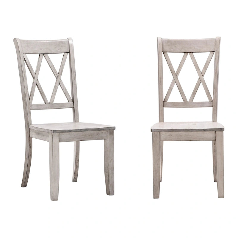 Chaises de salle à manger en bois à double dossier en X (lot de 2)