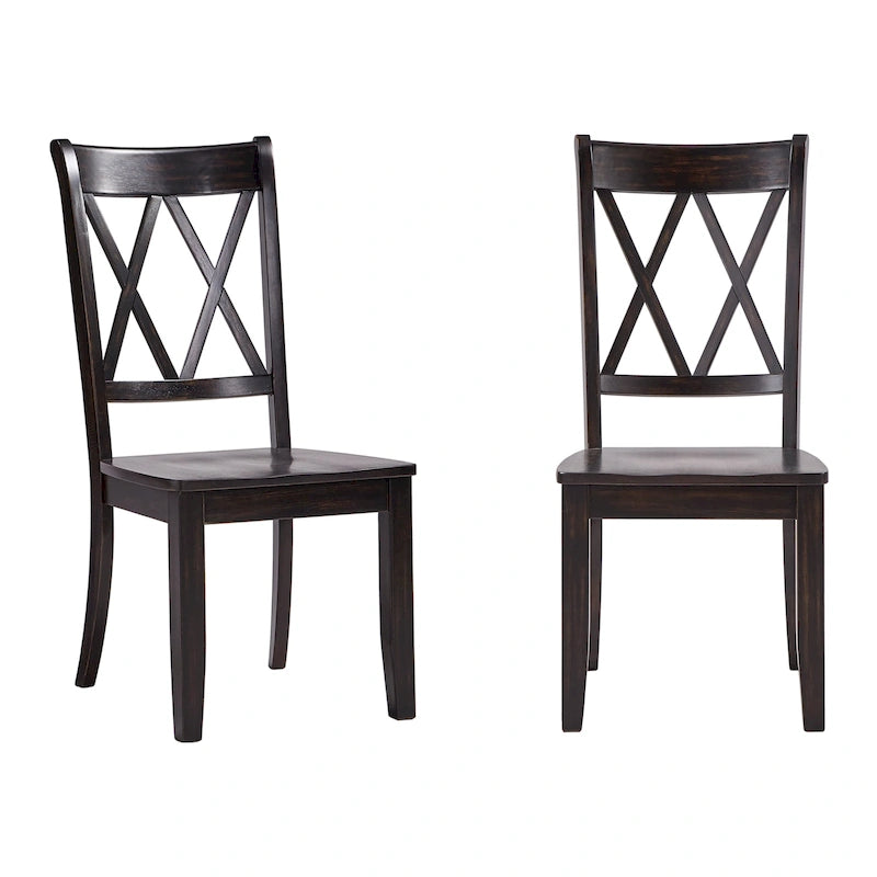 Chaises de salle à manger en bois à double dossier en X (lot de 2)
