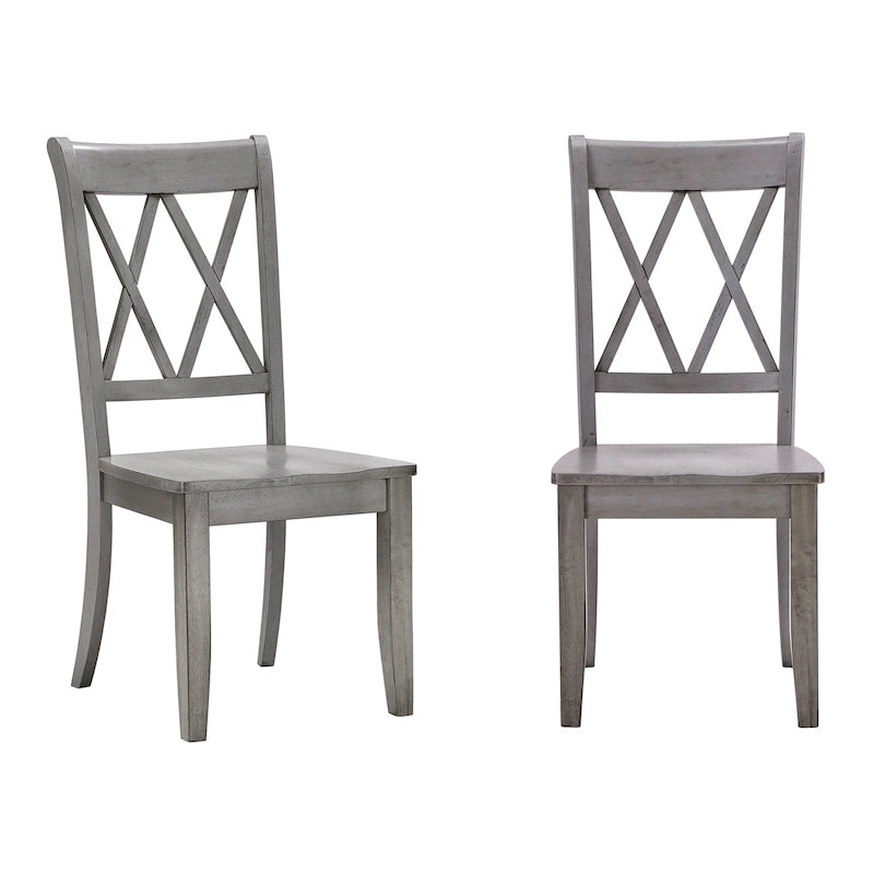 Chaises de salle à manger en bois à double dossier en X (lot de 2)
