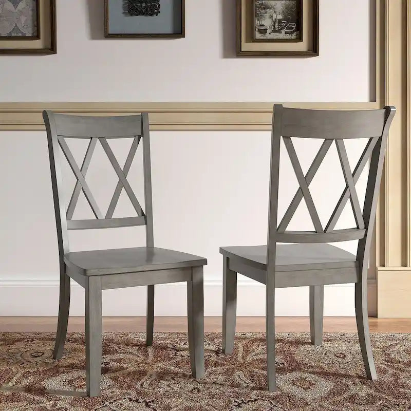 Chaises de salle à manger en bois à double dossier en X (lot de 2)