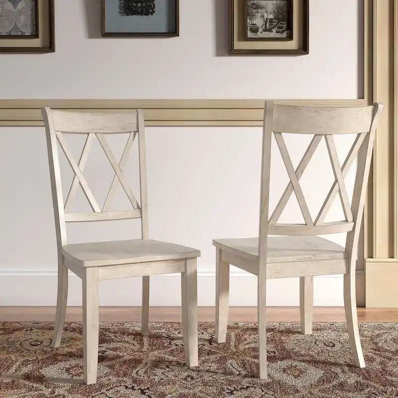 Chaises de salle à manger en bois à double dossier en X (lot de 2)