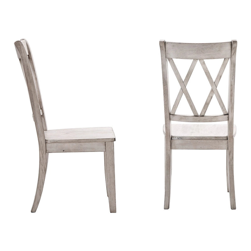 Chaises de salle à manger en bois à double dossier en X (lot de 2)