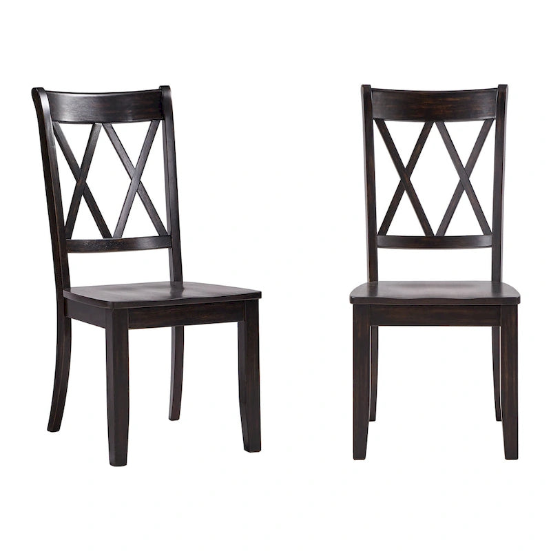 Chaises de salle à manger en bois à double dossier en X (lot de 2)
