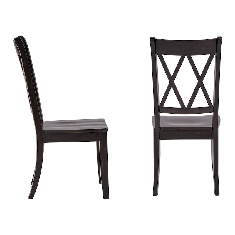 Chaises de salle à manger en bois à double dossier en X (lot de 2)