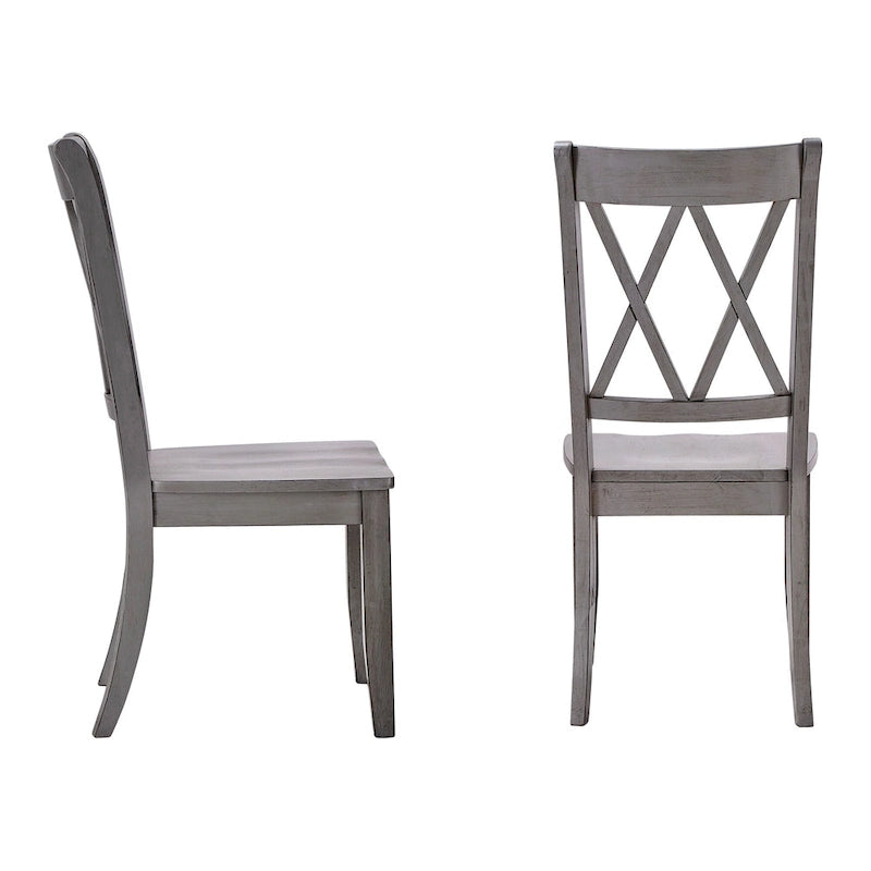 Chaises de salle à manger en bois à double dossier en X (lot de 2)