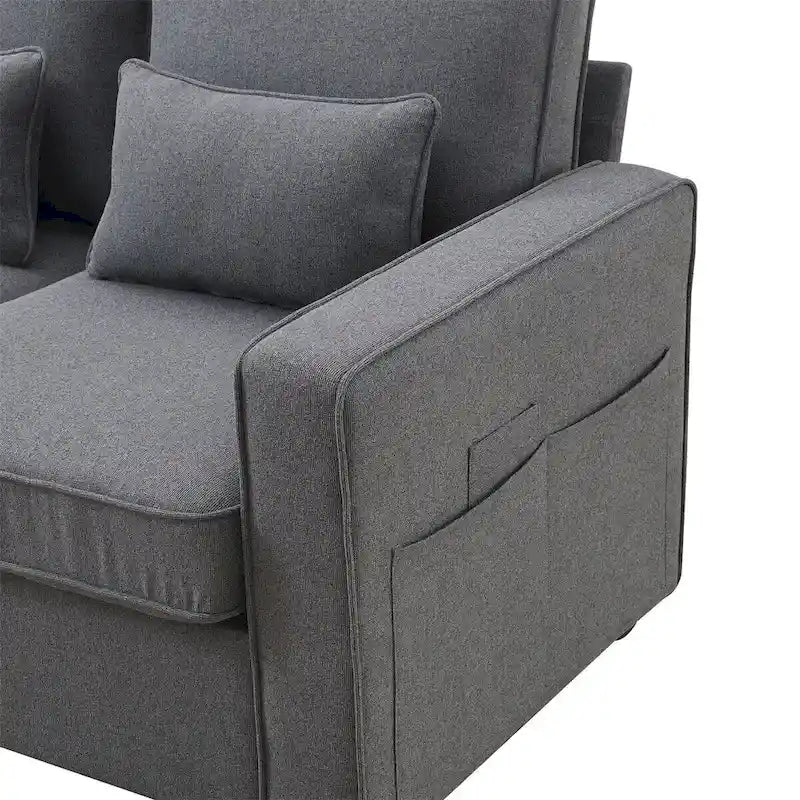 Canapé rembourré de 114,2 po avec console, 2 porte-gobelets et 2 ports USB (chargement avec ou sans fil)