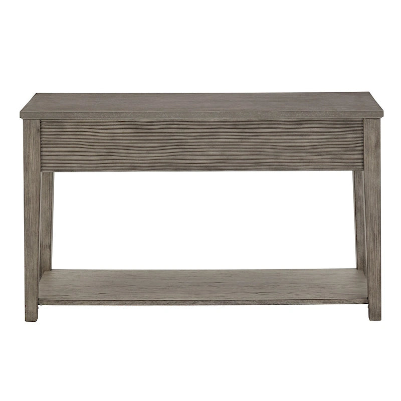 Table basse avec étagère en fibrociment gris, finition gris antique