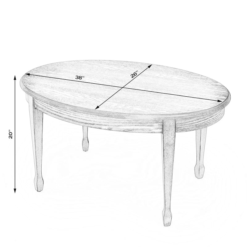 Table basse Clayton en bois incrusté de forme ovale