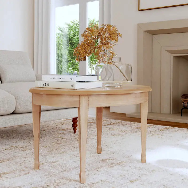 Table basse Clayton en bois incrusté de forme ovale