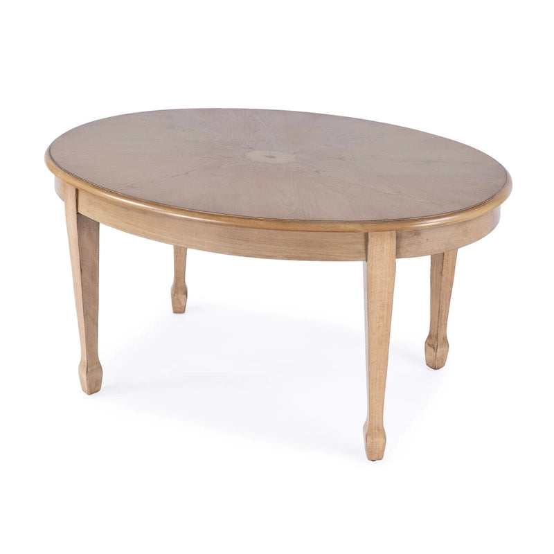 Table basse Clayton en bois incrusté de forme ovale