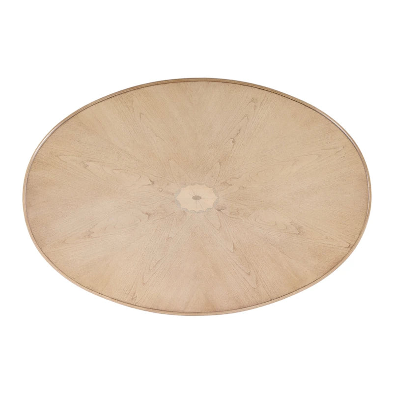 Table basse Clayton en bois incrusté de forme ovale