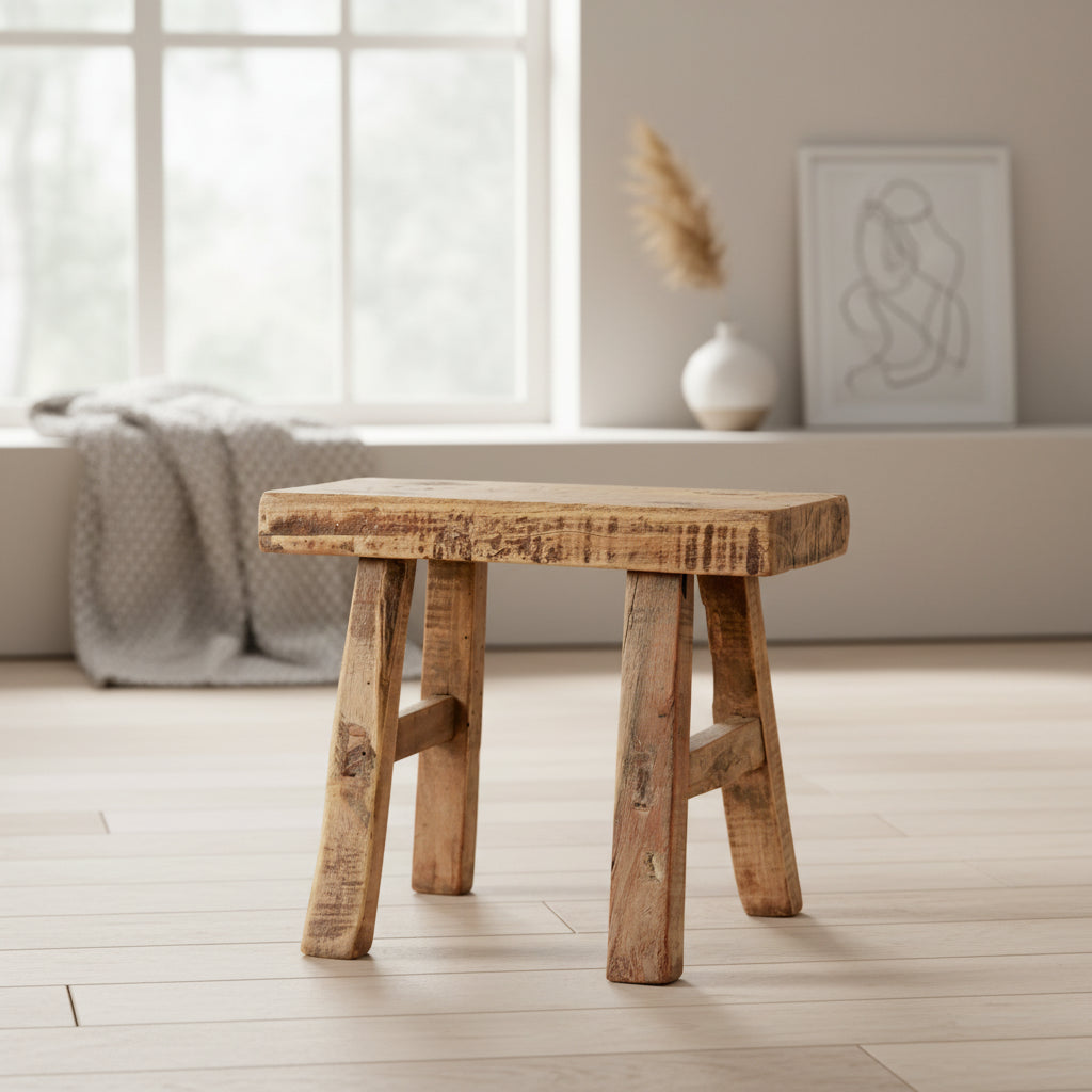 Artissance 11 in. W Rectangular Natural Wood Vintage Mini Stool - 11 W x 5 L x 9 H