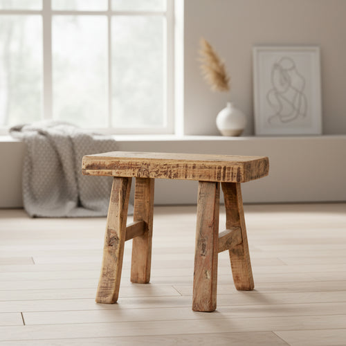 Artissance 11 in. W Rectangular Natural Wood Vintage Mini Stool - 11 W x 5 L x 9 H