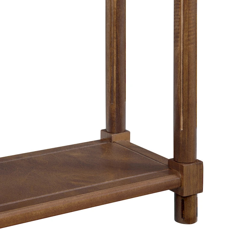Tables d'appoint étroites Harrison avec étagère, lot de 2, Châtaigne antique