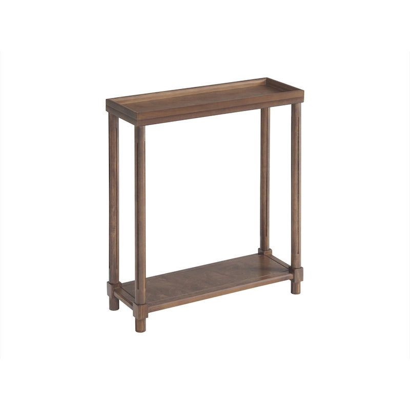 Tables d'appoint étroites Harrison avec étagère, lot de 2, Châtaigne antique
