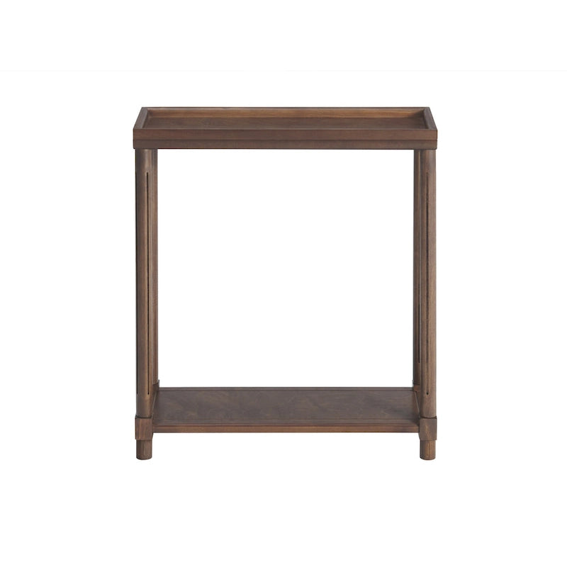 Tables d'appoint étroites Harrison avec étagère, lot de 2, Châtaigne antique