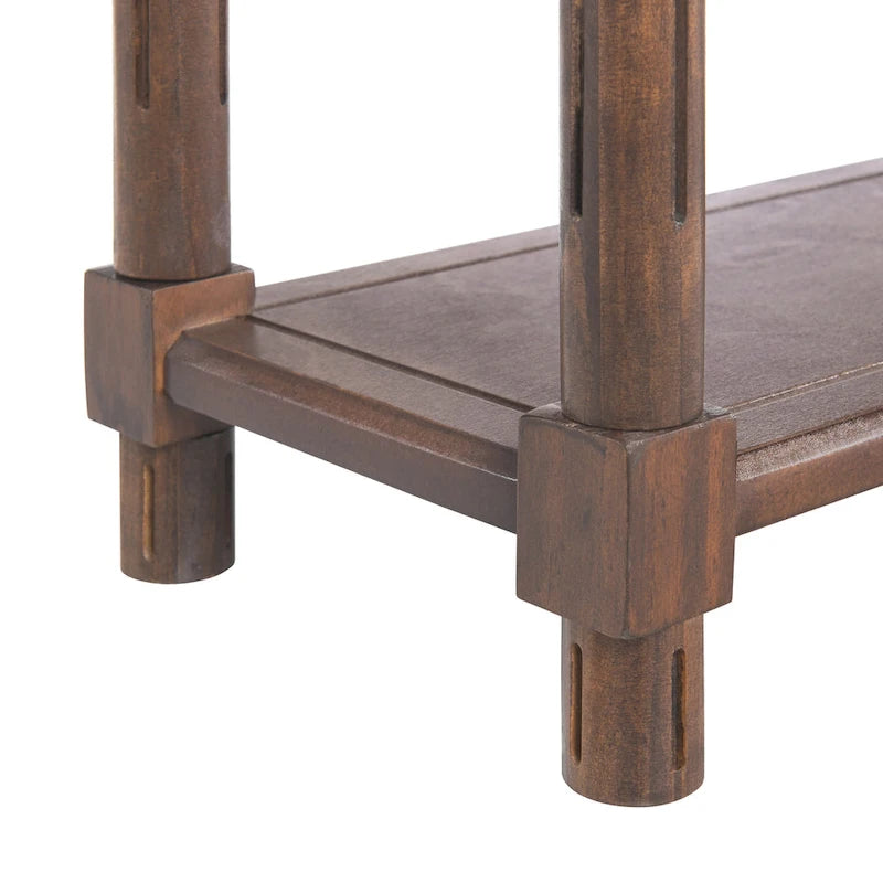 Tables d'appoint étroites Harrison avec étagère, lot de 2, Châtaigne antique