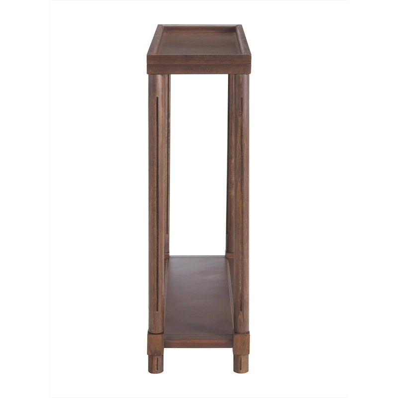 Tables d'appoint étroites Harrison avec étagère, lot de 2, Châtaigne antique