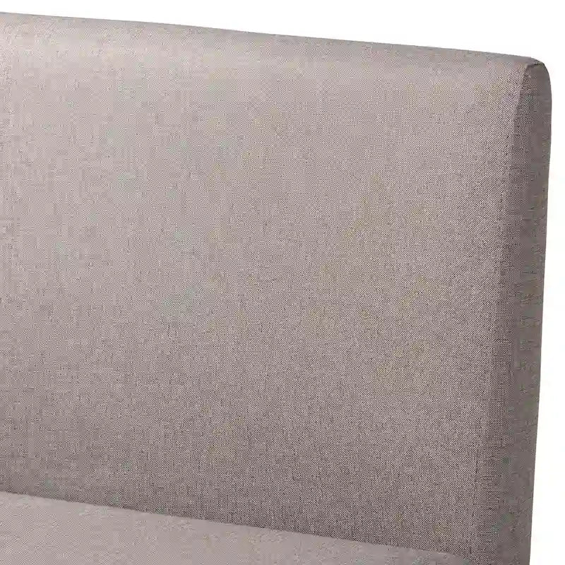 Banquette de coin repas 2 pièces Odessa en tissu gris et bois de noyer