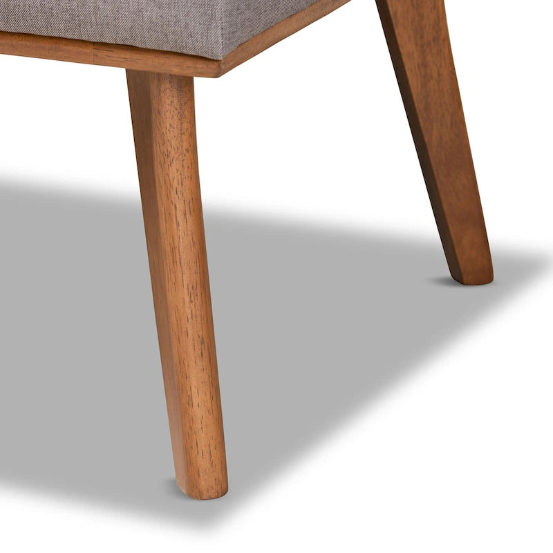 Banquette de coin repas 2 pièces Odessa en tissu gris et bois de noyer