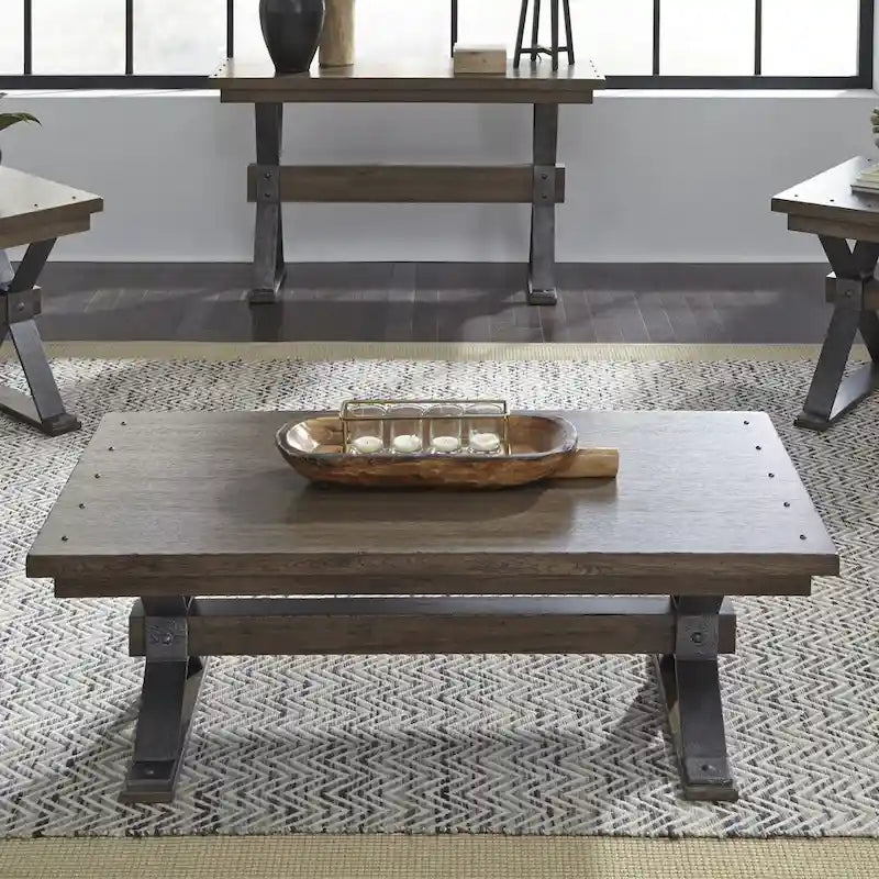Ensemble de 3 tables basses Sonoma Road en bois vieilli et métal