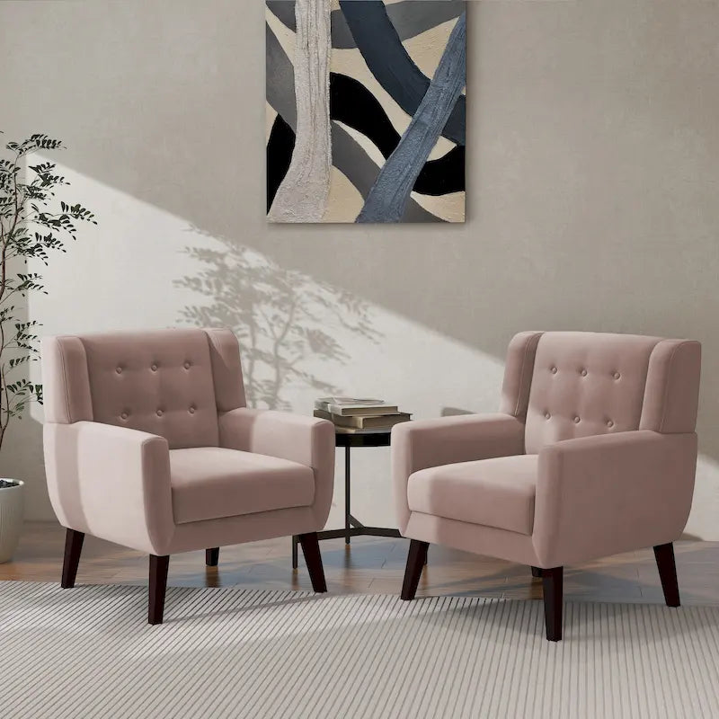Fauteuil d'appoint moderne en velours, lot de 2