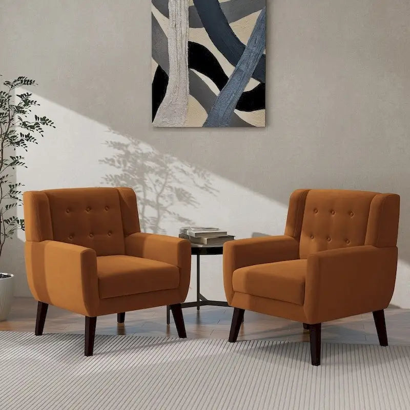 Fauteuil d'appoint moderne en velours, lot de 2