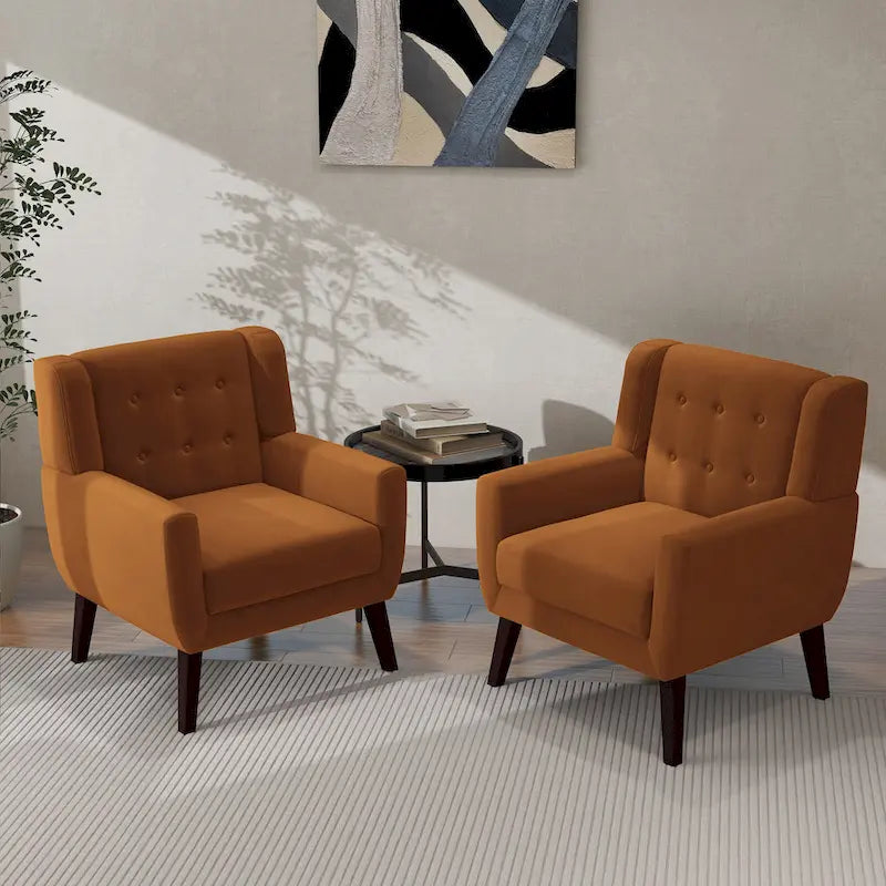 Fauteuil d'appoint moderne en velours, lot de 2
