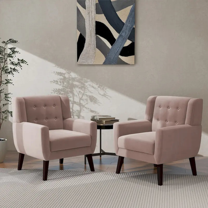 Fauteuil d'appoint moderne en velours, lot de 2