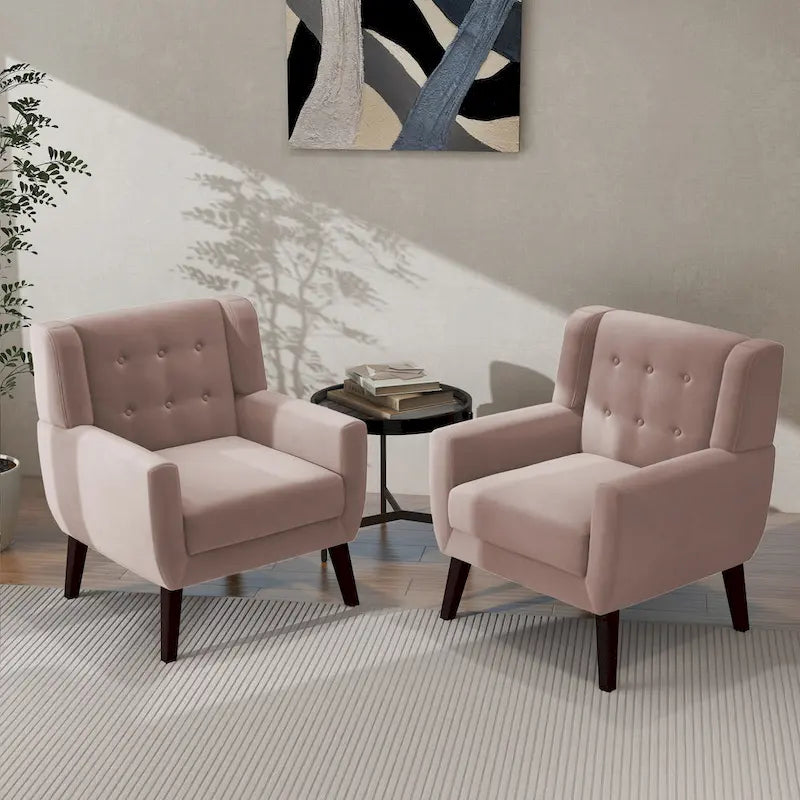 Fauteuil d'appoint moderne en velours, lot de 2