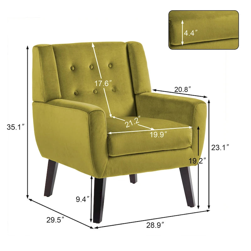 Fauteuil d'appoint moderne en velours, lot de 2