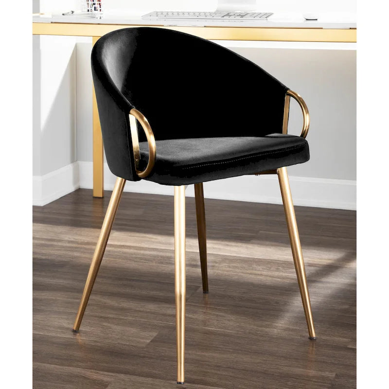 Silver Orchid Battista Glam Gold Upholstered Chair - N/A