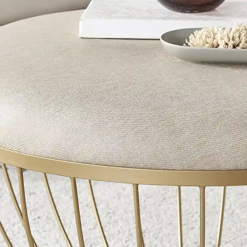 Pouf rond rembourré en tissu