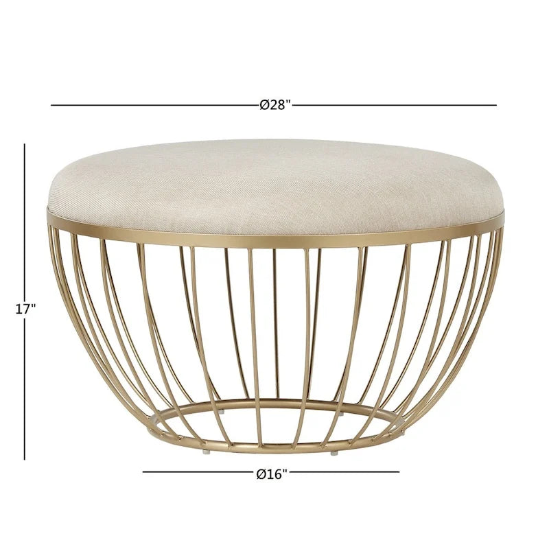 Pouf rond rembourré en tissu