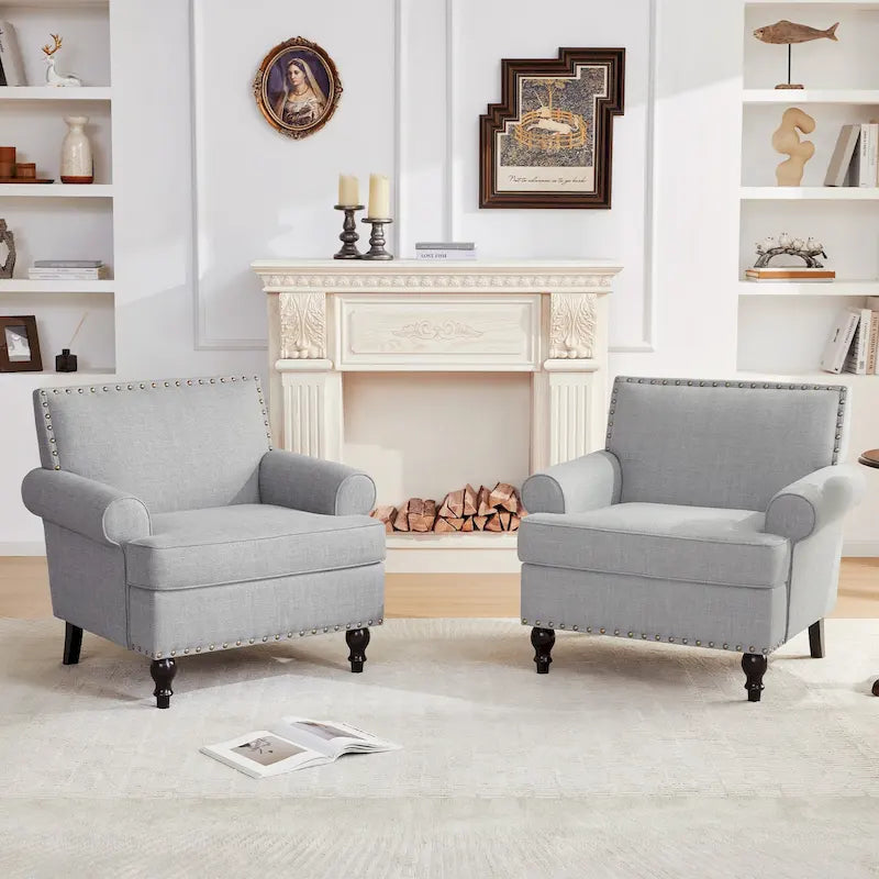 Fauteuils avec Accents Cloutés Modernes, Ensemble de 2