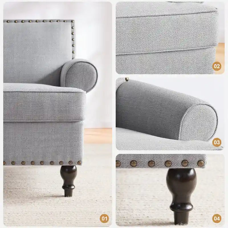 Fauteuils avec Accents Cloutés Modernes, Ensemble de 2