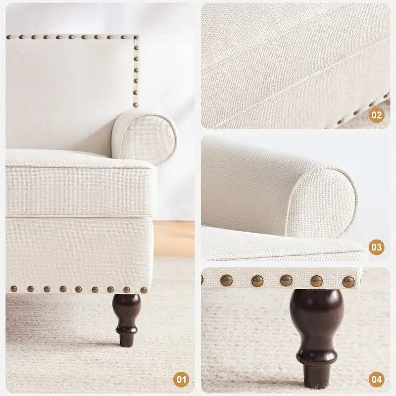 Fauteuils avec Accents Cloutés Modernes, Ensemble de 2