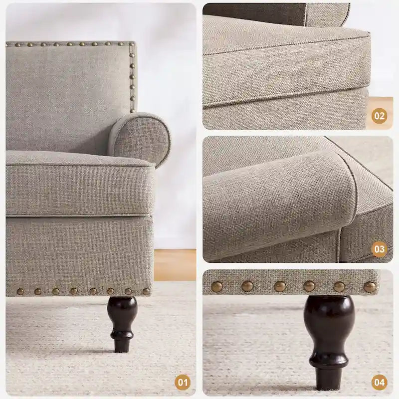 Fauteuils avec Accents Cloutés Modernes, Ensemble de 2