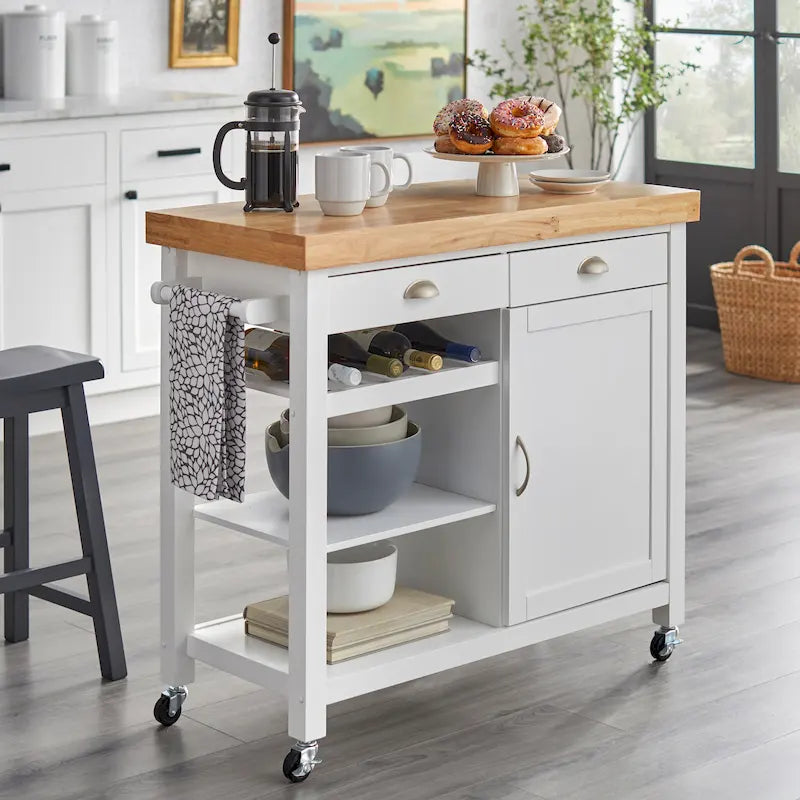 Desserte de cuisine Martha Rolling Rubberwood par Simple Living