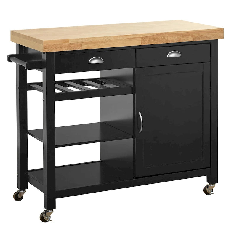Desserte de cuisine Martha Rolling Rubberwood par Simple Living