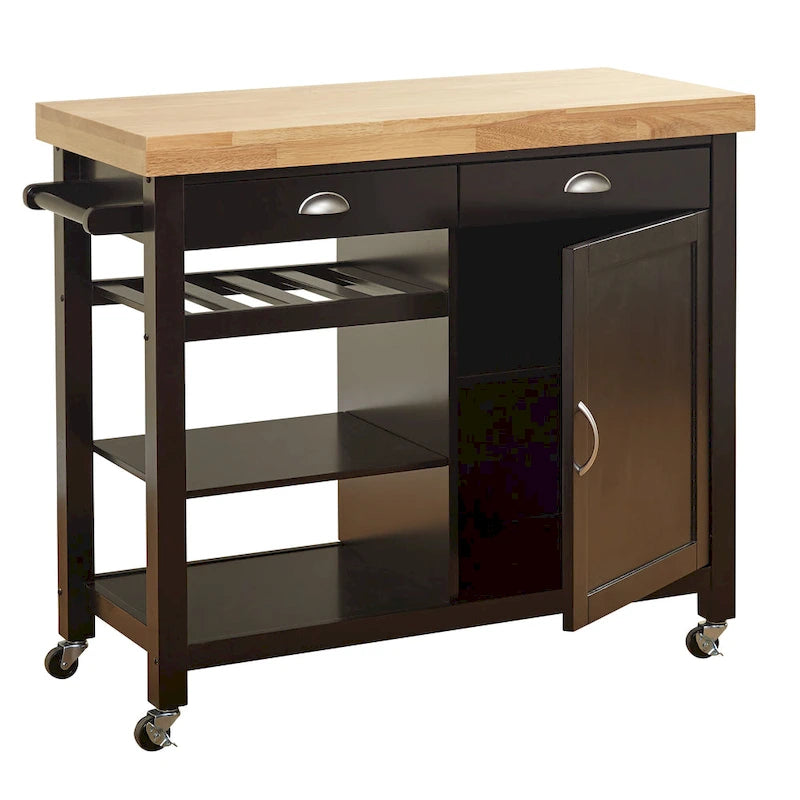 Desserte de cuisine Martha Rolling Rubberwood par Simple Living