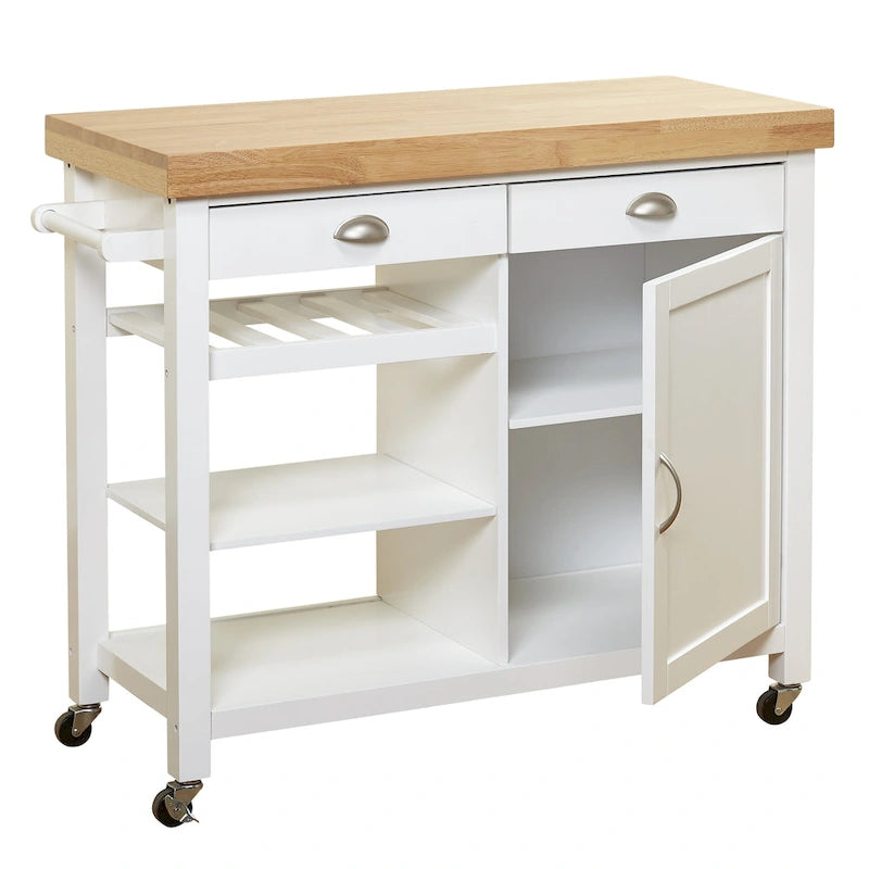 Desserte de cuisine Martha Rolling Rubberwood par Simple Living