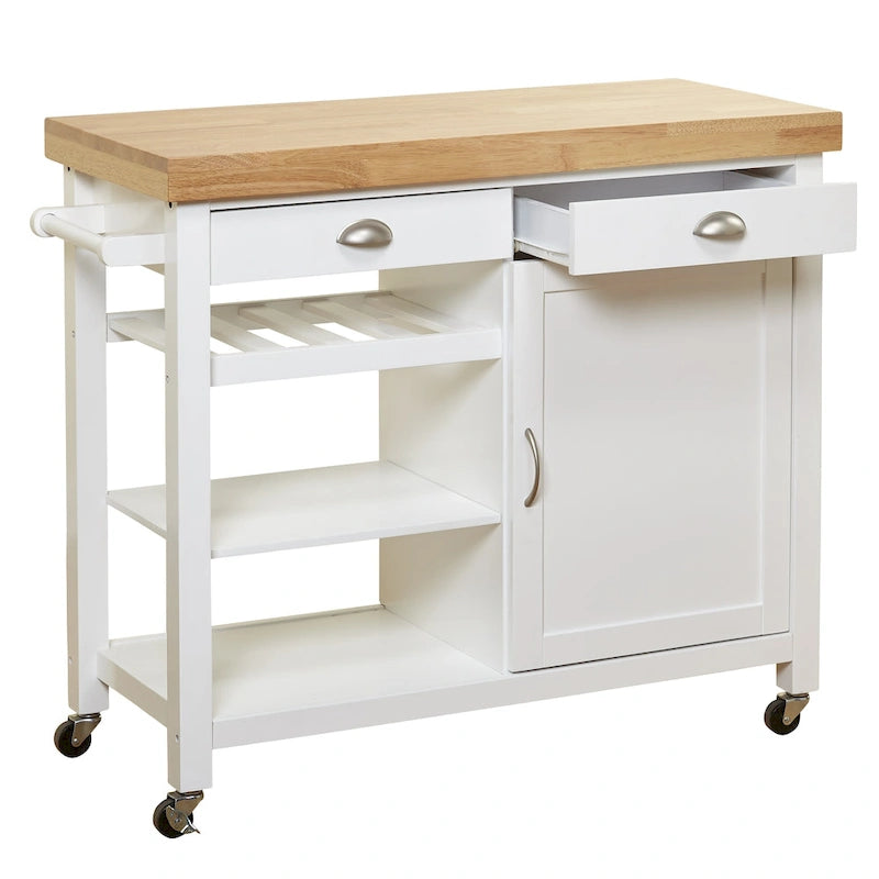 Desserte de cuisine Martha Rolling Rubberwood par Simple Living