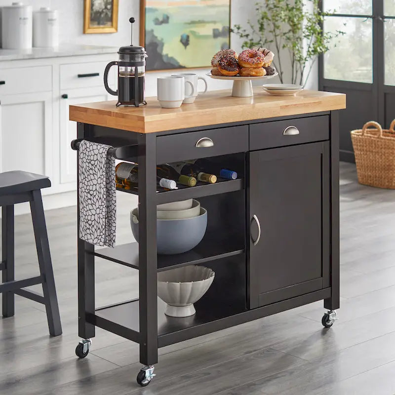 Desserte de cuisine Martha Rolling Rubberwood par Simple Living