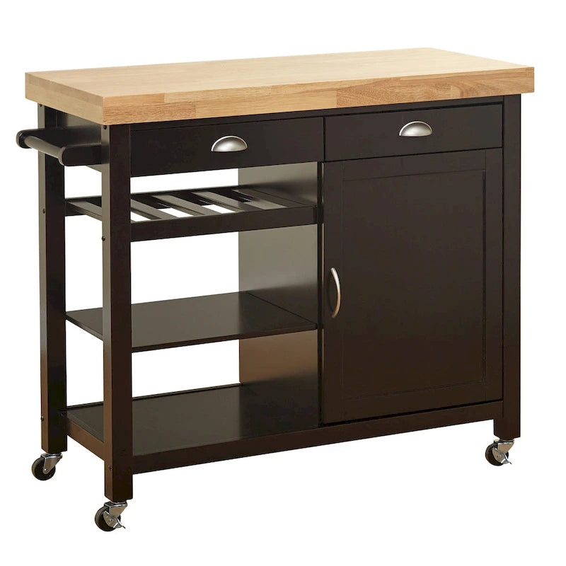 Desserte de cuisine Martha Rolling Rubberwood par Simple Living