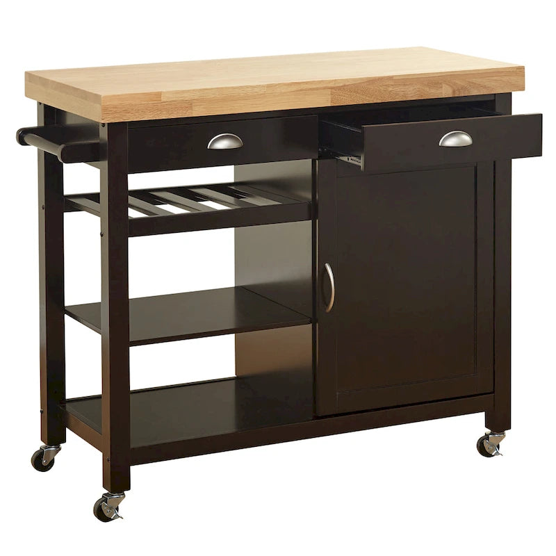 Desserte de cuisine Martha Rolling Rubberwood par Simple Living